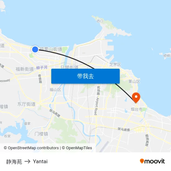 静海苑 to Yantai map