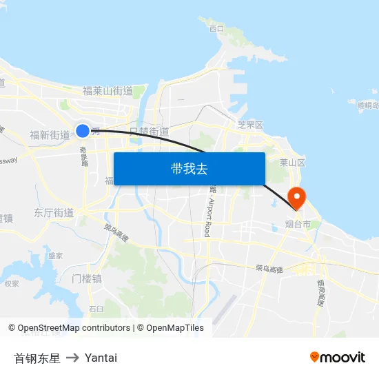 首钢东星 to Yantai map