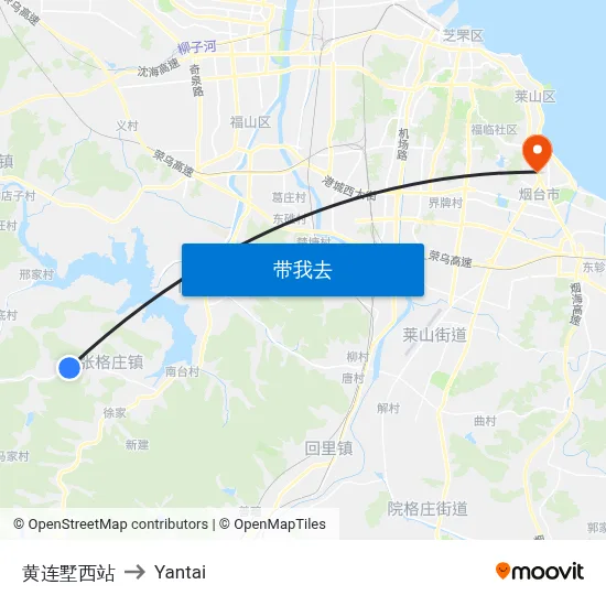 黄连墅西站 to Yantai map