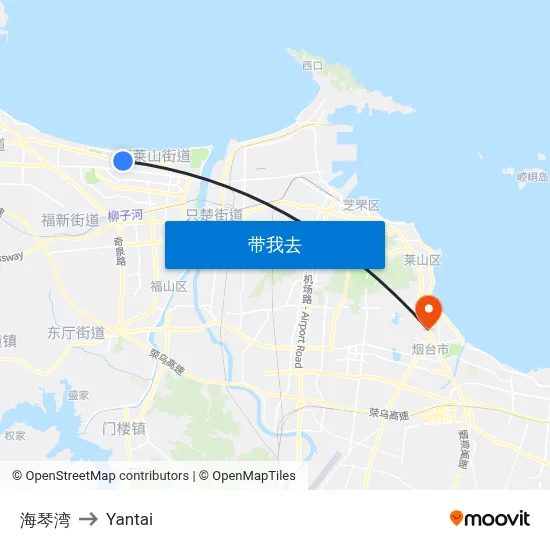海琴湾 to Yantai map