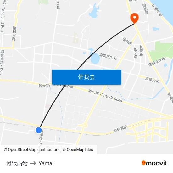 城铁南站 to Yantai map