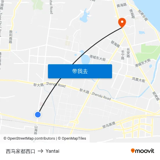 西马家都西口 to Yantai map