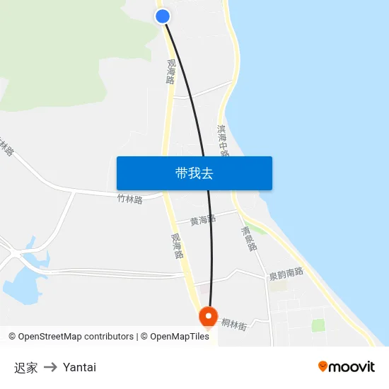 迟家 to Yantai map