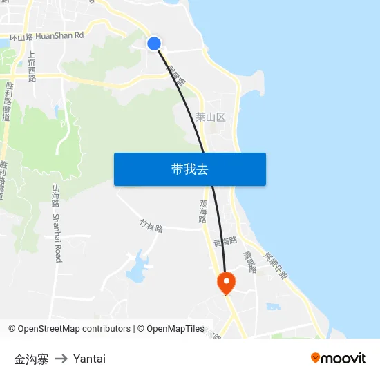 金沟寨 to Yantai map