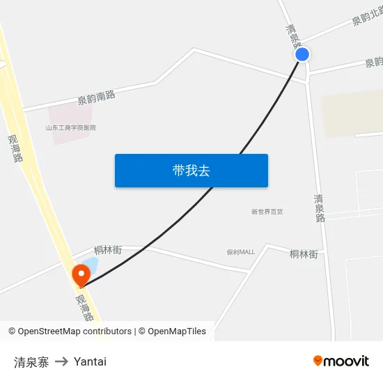 清泉寨 to Yantai map