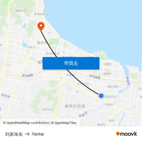 刘家埠东 to Yantai map