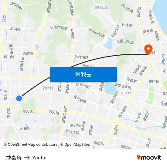 戒毒所 to Yantai map