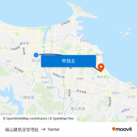 福山建筑业管理处 to Yantai map