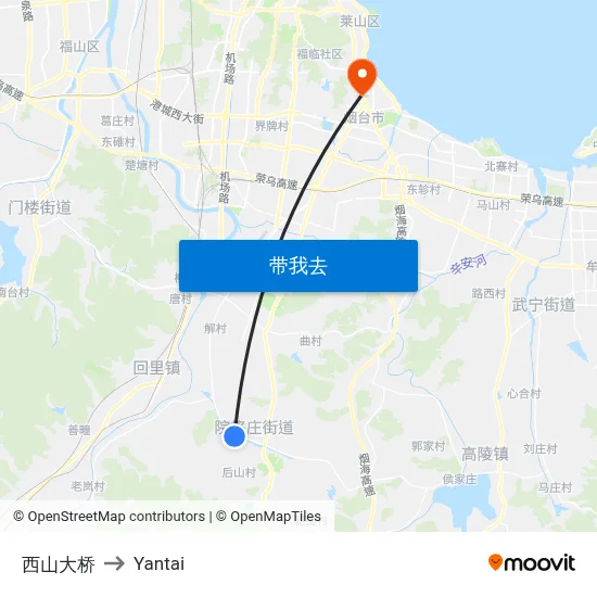 西山大桥 to Yantai map