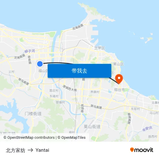 北方家纺 to Yantai map