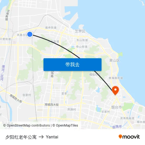 夕阳红老年公寓 to Yantai map