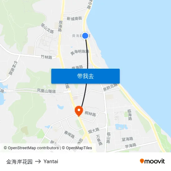 金海岸花园 to Yantai map