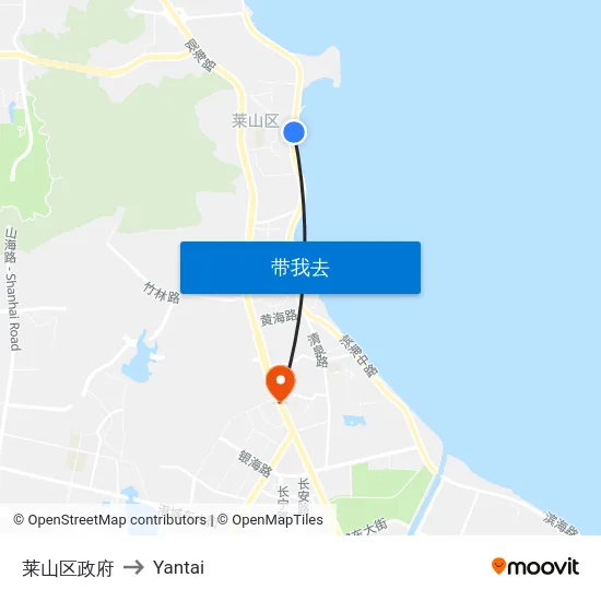 莱山区政府 to Yantai map