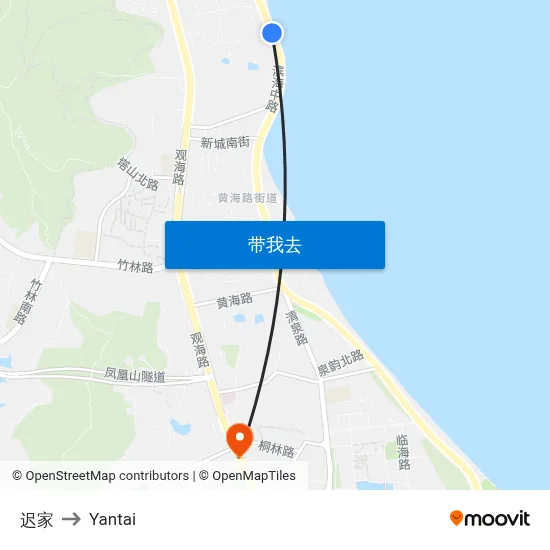 迟家 to Yantai map