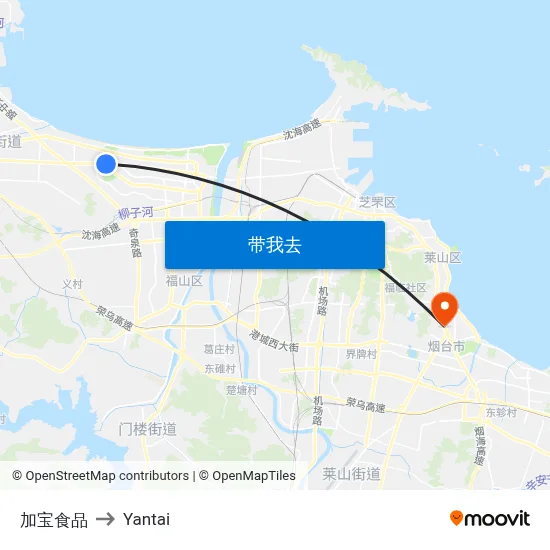 加宝食品 to Yantai map