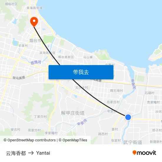 云海香都 to Yantai map