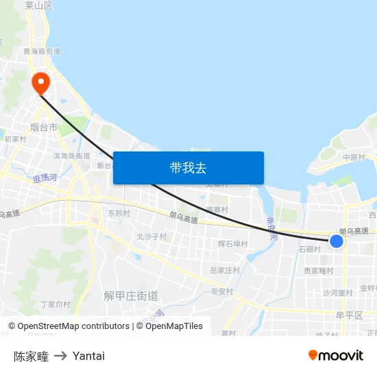 陈家疃 to Yantai map