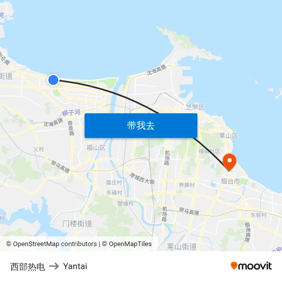 西部热电 to Yantai map