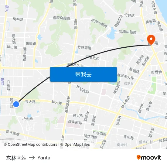 东林南站 to Yantai map