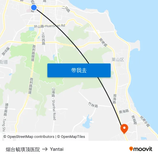 烟台毓璜顶医院 to Yantai map