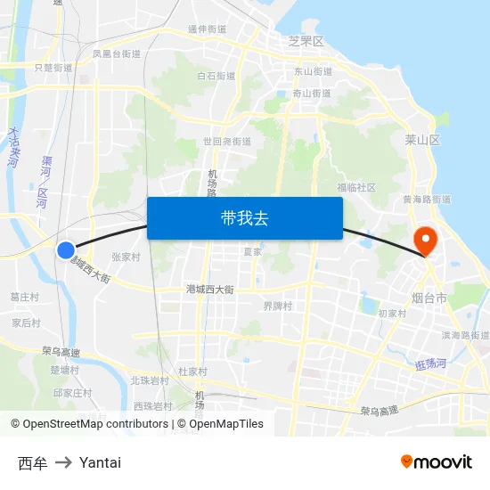西牟 to Yantai map