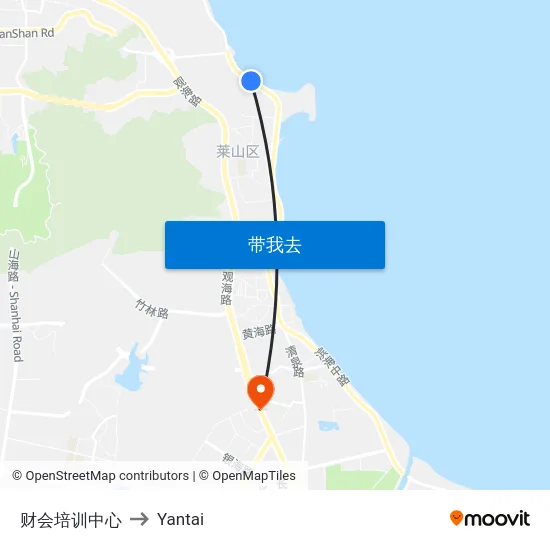 财会培训中心 to Yantai map