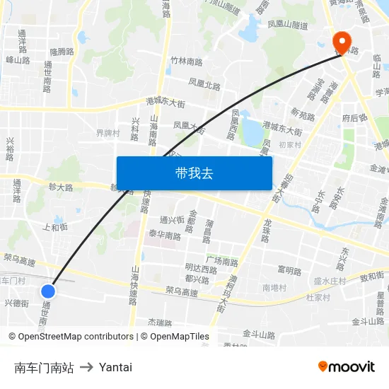 南车门南站 to Yantai map