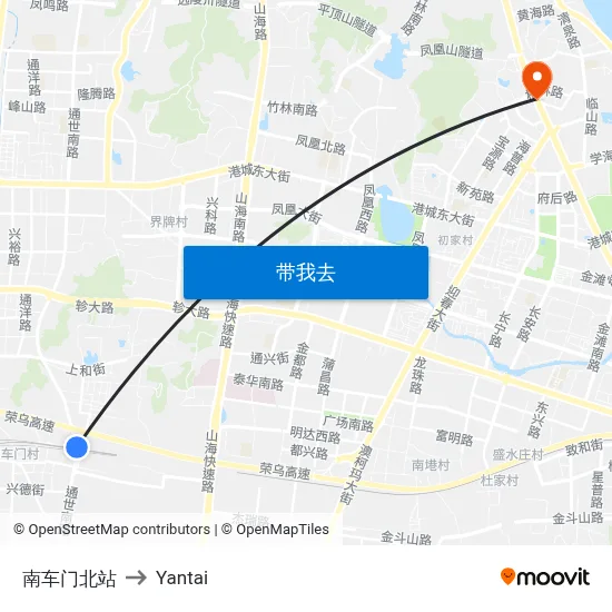 南车门北站 to Yantai map