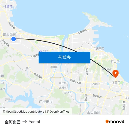 金河集团 to Yantai map
