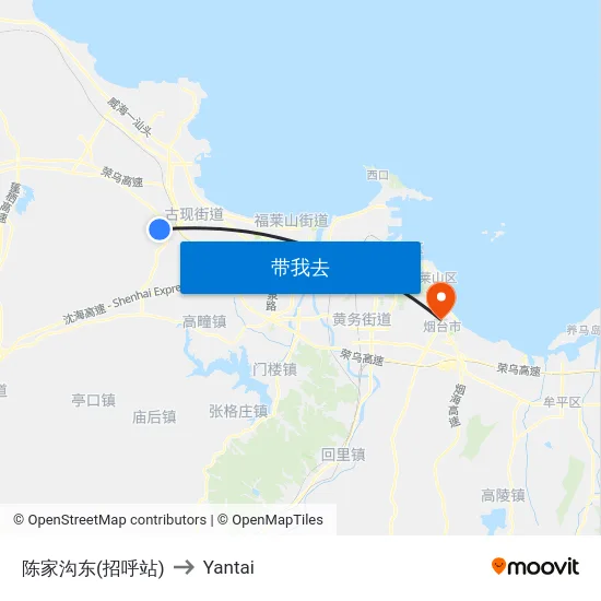 陈家沟东(招呼站) to Yantai map