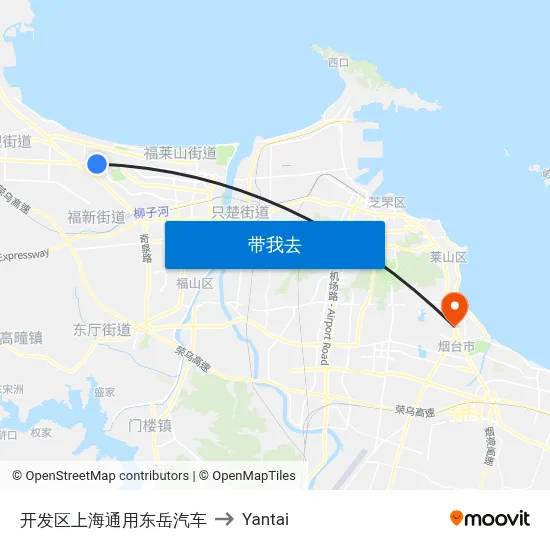 开发区上海通用东岳汽车 to Yantai map