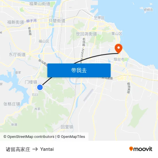 诸留高家庄 to Yantai map