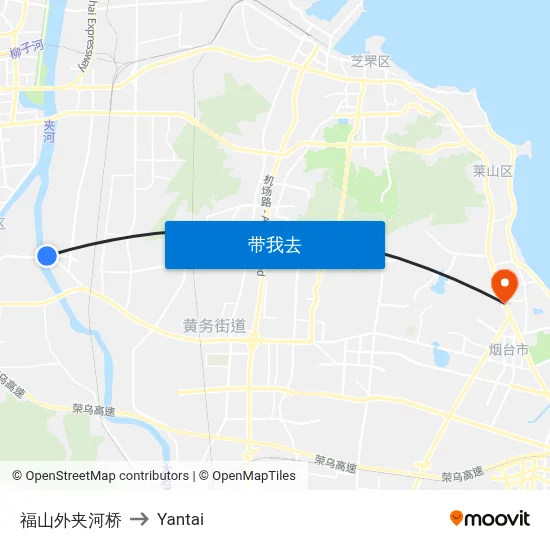 福山外夹河桥 to Yantai map