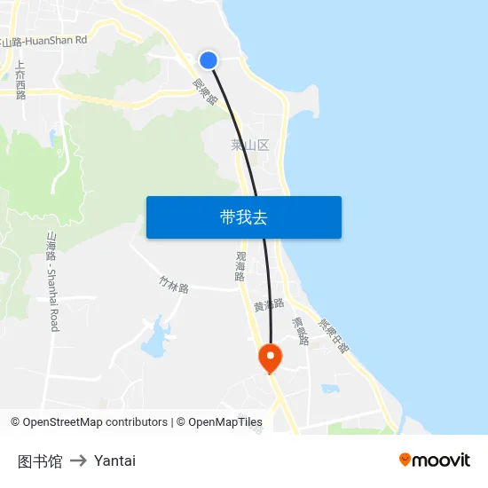 图书馆 to Yantai map
