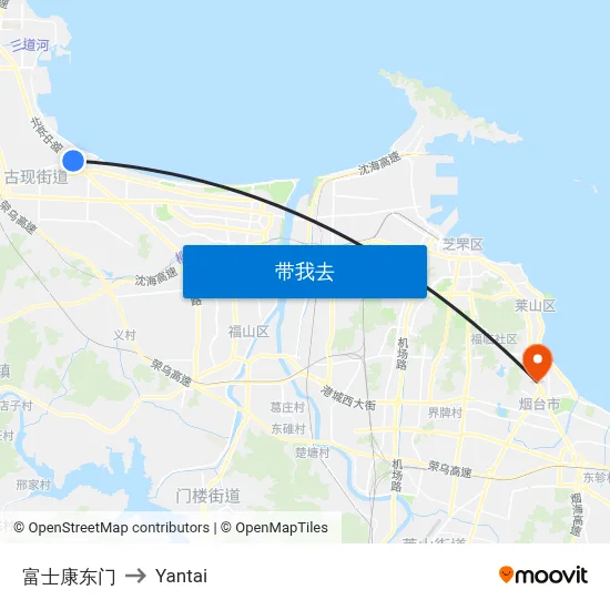 富士康东门 to Yantai map