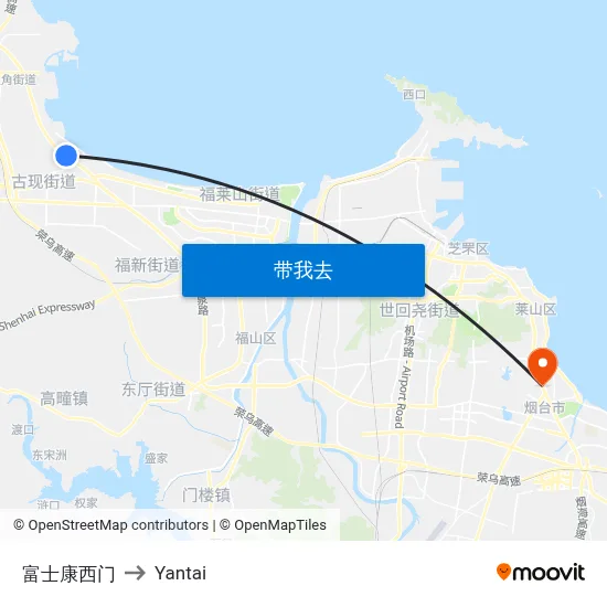 富士康西门 to Yantai map