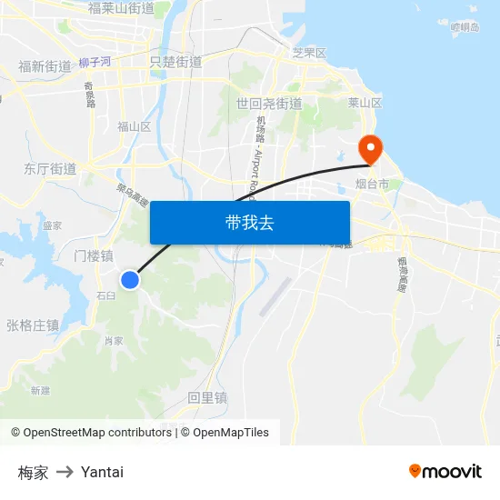 梅家 to Yantai map