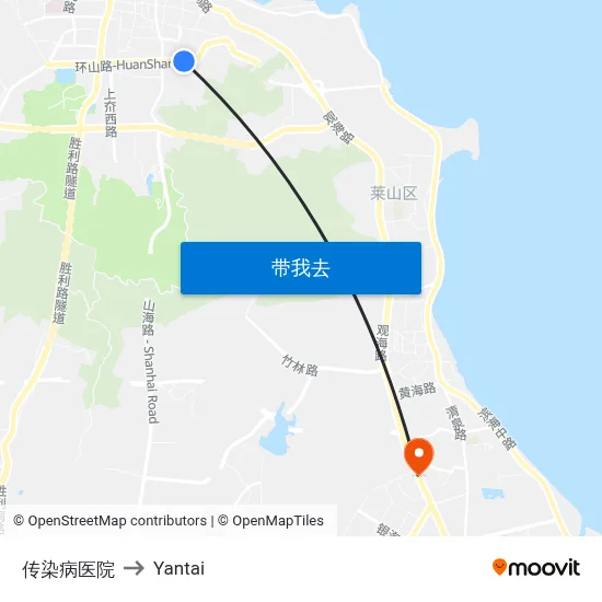 传染病医院 to Yantai map