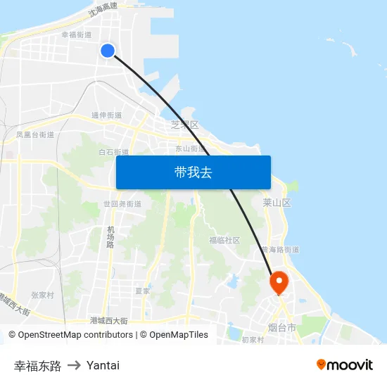 幸福东路 to Yantai map
