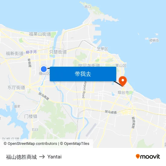 福山德胜商城 to Yantai map