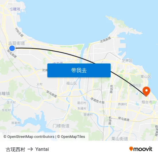 古现西村 to Yantai map