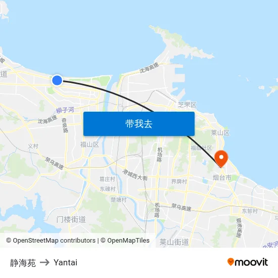静海苑 to Yantai map