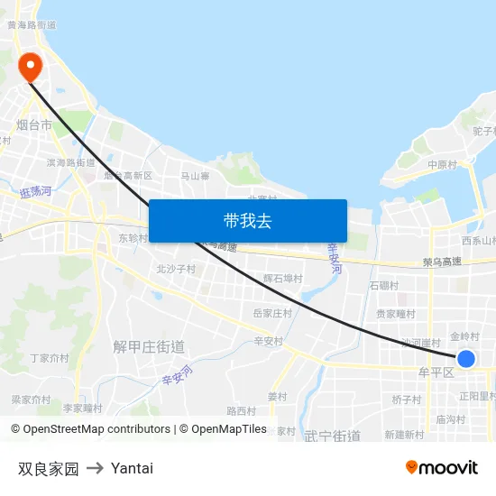 双良家园 to Yantai map