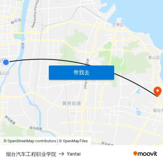 烟台汽车工程职业学院 to Yantai map