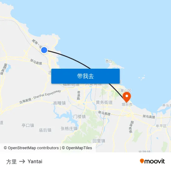 方里 to Yantai map