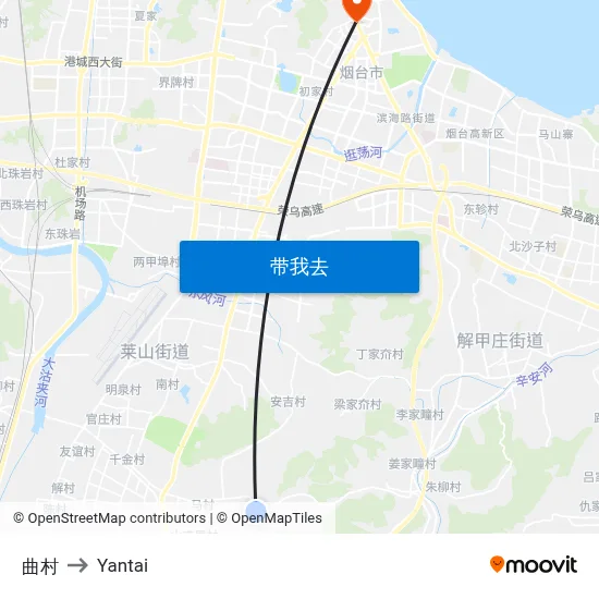 曲村 to Yantai map