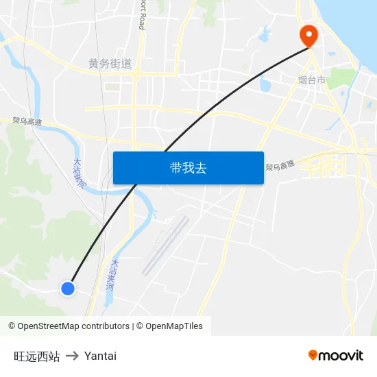 旺远西站 to Yantai map