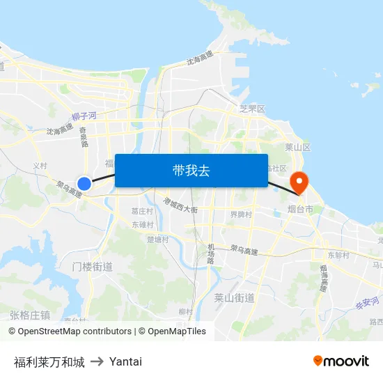福利莱万和城 to Yantai map