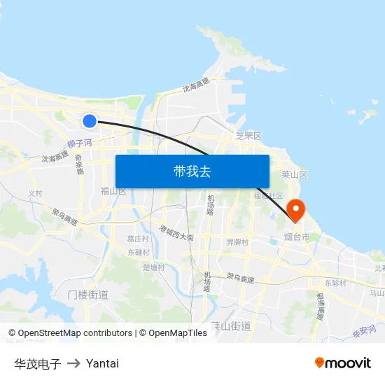 华茂电子 to Yantai map