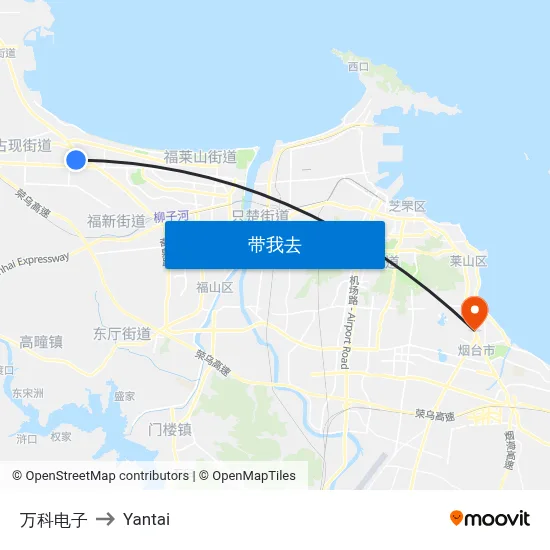 万科电子 to Yantai map